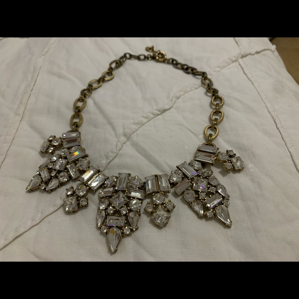 J. Crew Crystal Cluster Gold Tone Necklace